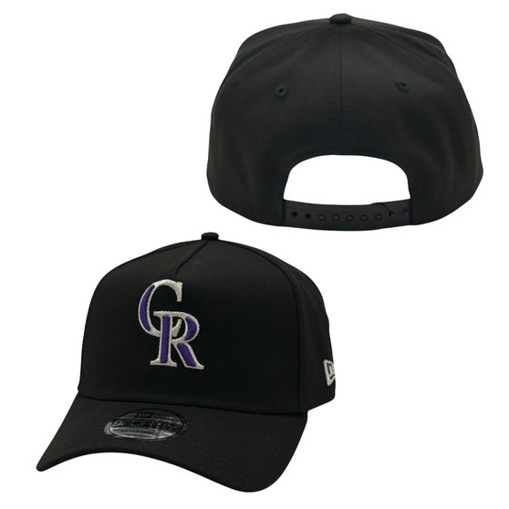Colorado Rockies New Era Black With Basic Logo And Light Gray Bottom 9FORTY A-Frame Adjustable Snapback Hat