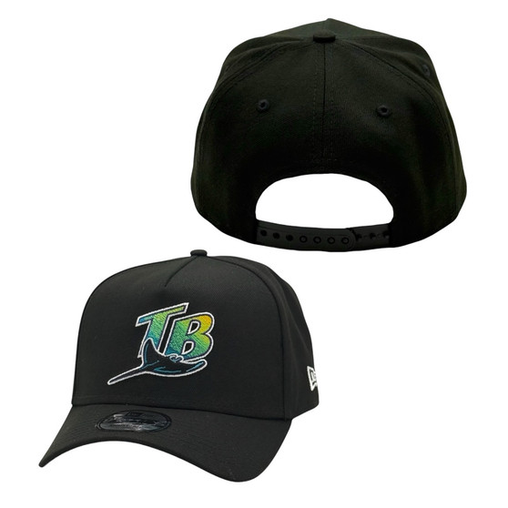 Tampa Bay Rays New Era Black With “TB And Ray Logo 9FORTY A-Frame Adjustable Snapback Hat