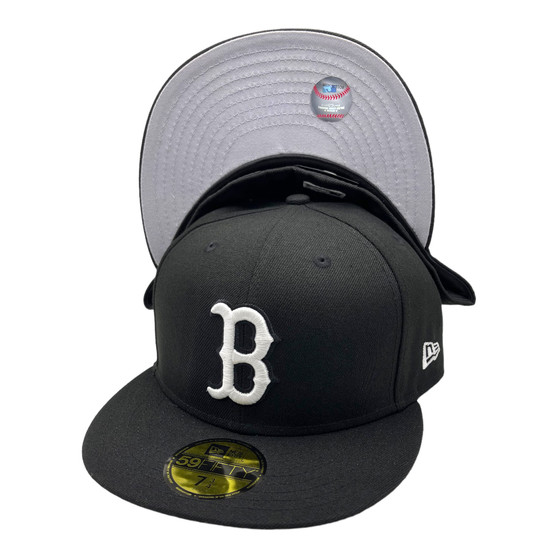 Boston Red Sox New Era All Black With White Logo 59FIFTY Fitted Hat