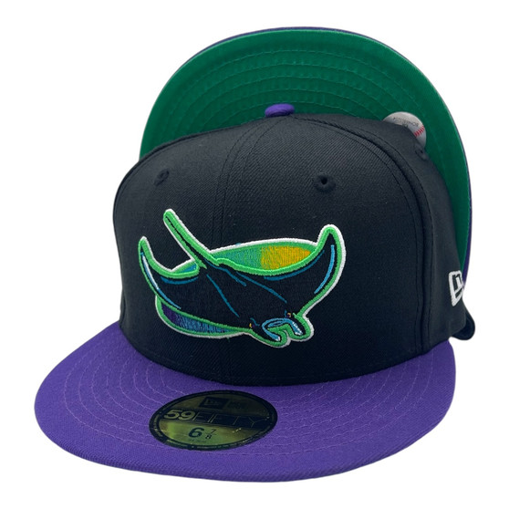 Tampa Bay Rays New Era Black/Purple Bill With Ray Logo 59FIFTY Fitted Hat