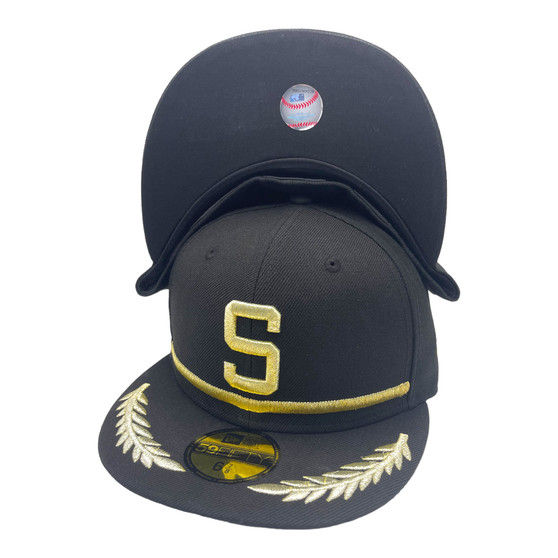 Seattle Pilots New Era All Black With Metallic Gold 59FIFTY Fitted Hat