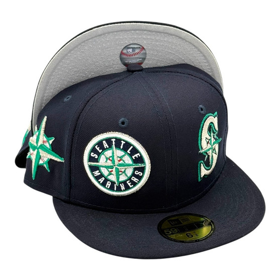 Seattle Mariners New Era All Navy With Logo Wrapped Team Emblems 59FIFTY Fitted Hat