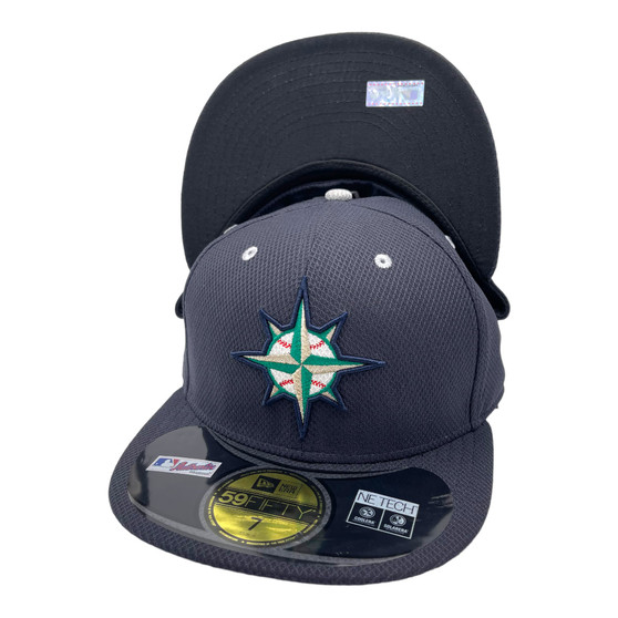 Seattle Mariners New Era All Navy With Compass Logo Diamond Era 59FIFTY Fitted Hat