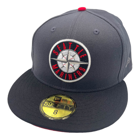 Seattle Mariners New Era Graphite/Black Bill With Compass Logo 59FIFTY Fitted Hat