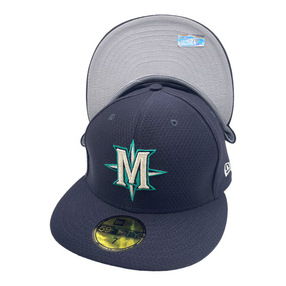 Seattle Mariners New Era All Navy With Teal Outline Around Logo 2019 Batting Practice 59FIFTY Fitted Hat