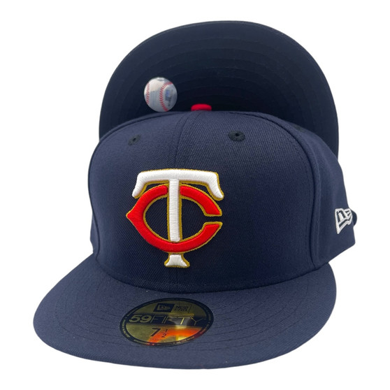 Minnesota Twins New Era All Navy With Dark Gold Outline around Logo Authentic Collection On-Field 59FIFTY Fitted Hat
