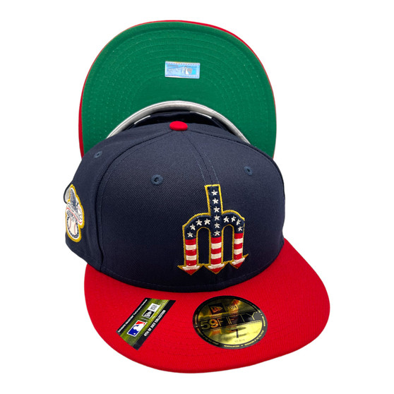 Seattle Mariners New Era Navy/Red Bill 2019 4th Of July With Trident Cooperstown Logo 59FIFTY Fitted Hat