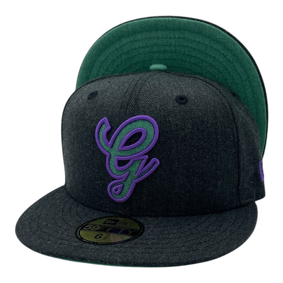 Generales De Durango New Era Heather Black With Green And Light Purple Outline 59FIFTY Fitted Hat