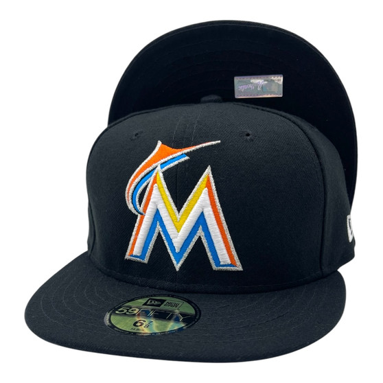 Miami Marlins New Era All Black Authentic Collection On-Field Home 59FIFTY Fitted Hat