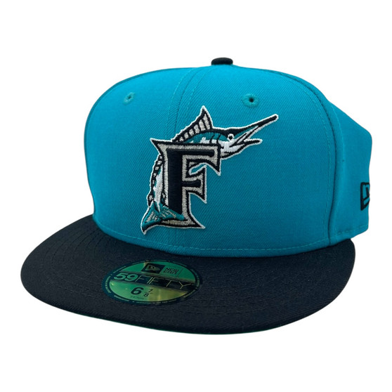 Florida Marlins New Era Teal/Black Bill Cooperstown Logo 59FIFTY Fitted Hat
