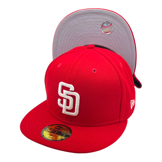 San Diego Padres New Era All Red With White Logo 59FIFTY Fitted Hat