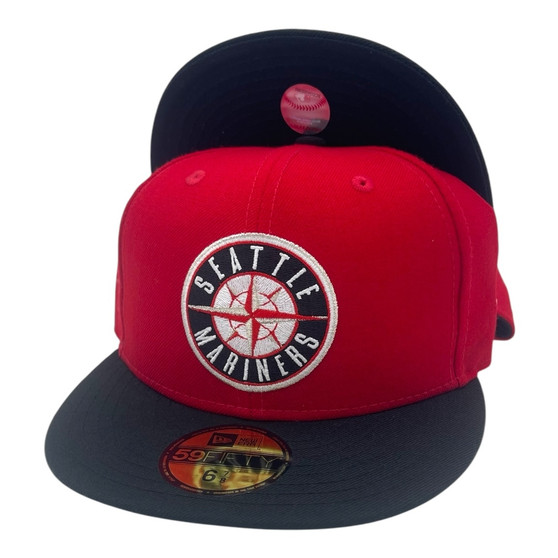 Seattle Mariners New Era Red/Black Bill With Compass Logo 59FIFTY Fitted Hat