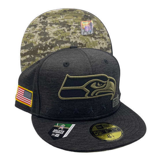 Seattle Seahawks New Era All Heather Black 2020 Salute to Service 59FIFTY Fitted Hat