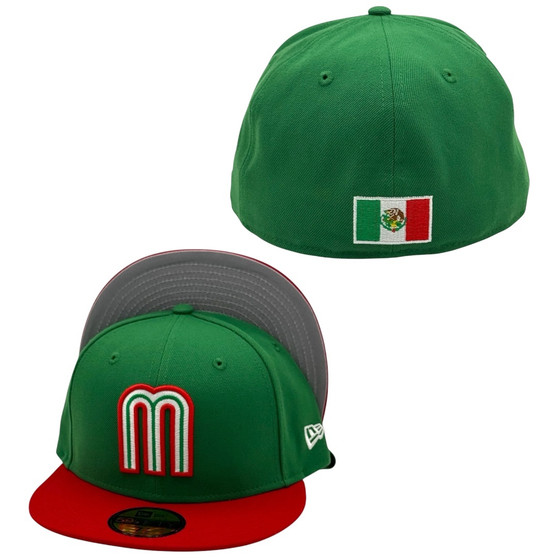 Mexico World Baseball New Era Green/Red With Flag On Back 59FIFTY Fitted Hat