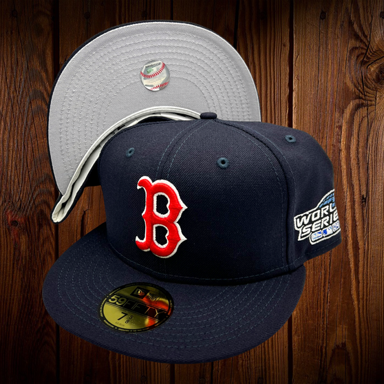 Boston Red Sox New Era All Navy With 2004 World Series Patch Logo On Side 59FIFTY Fitted Hat