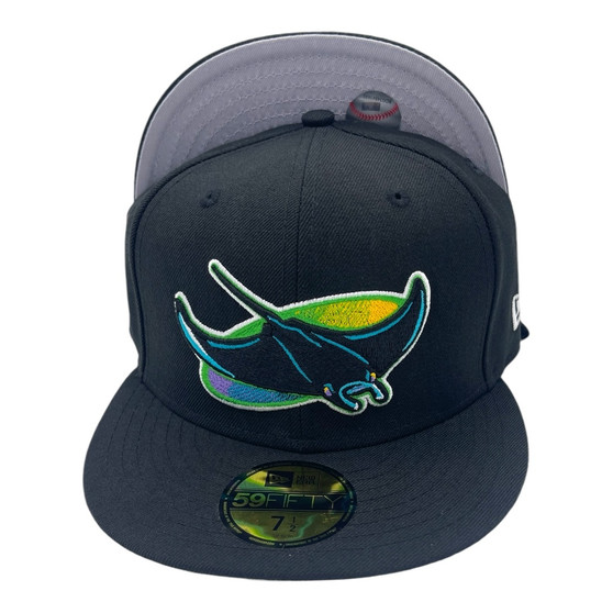 Tampa Bay Rays New Era All Black With Ray Logo 59FIFTY Fitted Hat