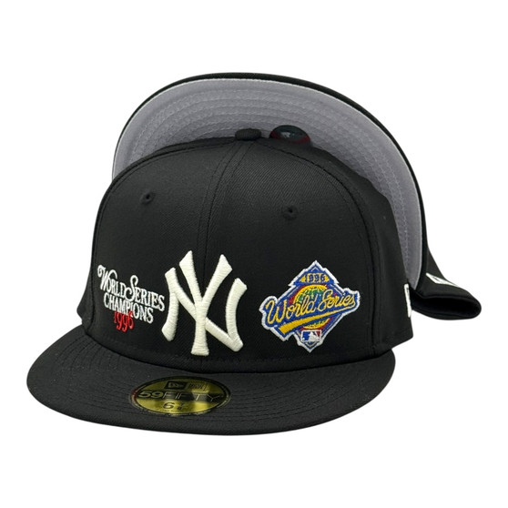 New York Yankees New Era All Black With 1996 World Series Patches In The Front 59FIFTY Fitted Hat