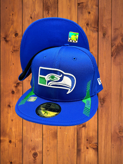Seattle Seahawks New Era All Royal Blue 2021 NFL Sideline Home Historic Logo 59FIFTY Fitted Hat