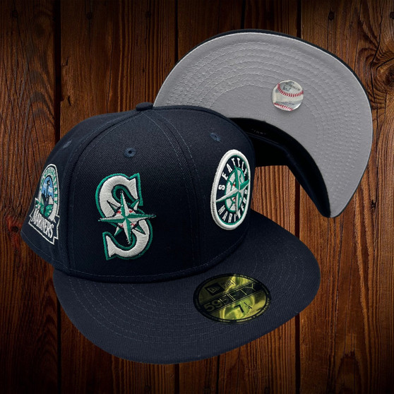 Seattle Mariners New Era All Navy/Gray Bottom With Patches All Over 59FIFTY Fitted Hat