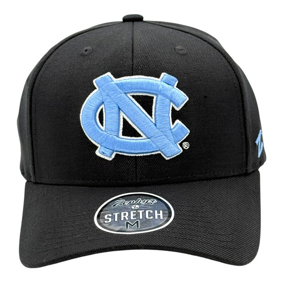 North Carolina Tar Heels Zephyr All Black With Team Color Logo Stretch Fit Hat (1)