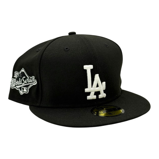 Los Angeles Dodgers New Era All Black With 1988 World Series Patch On Side 59FIFTY Fitted Hat