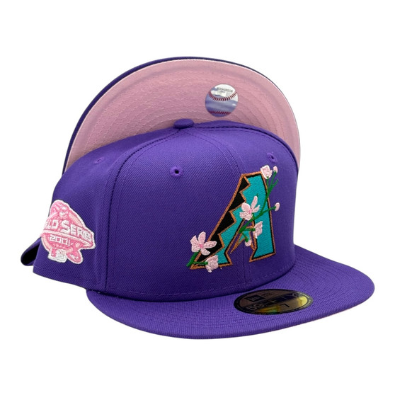 Arizona Diamondbacks New Era Purple/Flowers With 2001 World Series Patch On Side 59FIFTY Fitted Hat