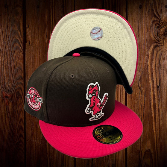 St. Louis Cardinals New Era Neapolitan Ice Cream Pack Walnut/Hot Pink With Cream Bottom With 100th Anniversary Patch On Side 59FIFTY Fitted Hat