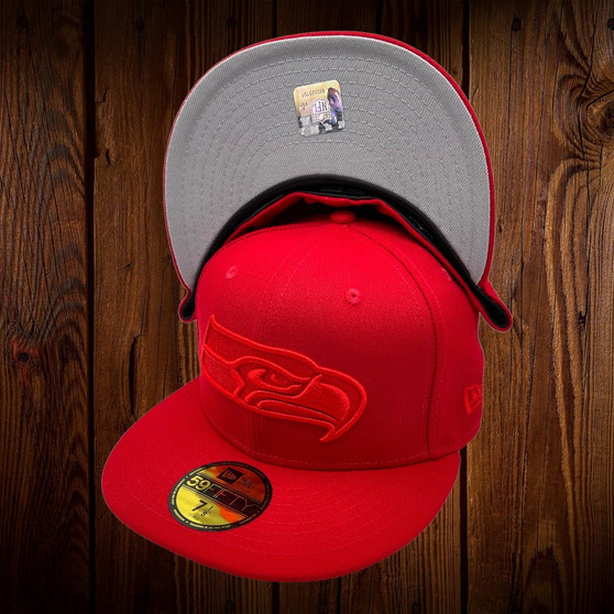 Seattle Seahawks New Era All Red On Red With Gray Bottom 59FIFTY Fitted Hat