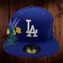 Los Angeles Dodgers New Era All Royal Blue/Gray Bottom With Blooming Flowers On Side 59FIFTY Fitted Hat