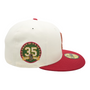 Seattle Mariners New Era Chrome White/Red Bill And Gray Bottom With 35TH Anniversary Patch On Side 59FIFTY Fitted Hat