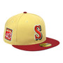 Seattle Mariners New Era Vegas Gold/Hot Red Bill And Doscientos Blue Bottom With 40TH Anniversary Patch On Side 59FIFTY Fitted Hat