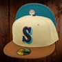 Seattle Mariners New Era Vegas Gold/Toasted Brown Bill With Teal Bottom 59FIFTY Fitted Hat