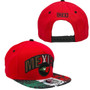 Mexico Top Level Red With Spray Paint Mexican Flag On Visor Flat Bill Adjustable Snapback Hat