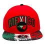 Mexico Top Level Red With Spray Paint Mexican Flag On Visor Flat Bill Adjustable Snapback Hat