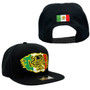 Mexico WYNN Headwear Black Cut Off Mexican Flag With Gold Eagle Flat Bill Adjustable Snapback Hat