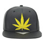 Marijuana Zion Black PU Leather With Gold Leaf Flat Bill Adjustable Snapback Hat