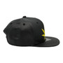 Marijuana Zion Black PU Leather With Gold Leaf Flat Bill Adjustable Snapback Hat