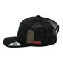 Mexico Kamel Black With 1821 Rubber Patch Pre-Curved Trucker Mesh Snapback Hat
