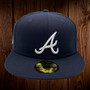 Atlanta Braves New Era Navy With White Logo And 2021 World Series Patch On Side 59FIFTY Fitted Hat