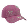 Madd Hatter Women’s Pink Rhinestone With Butterfly’s Sparkling Rocks Adjustable Strap-Back Hat