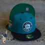 Seattle Mariners New Era Aqua/Navy Bill And Green Bottom With 2023 All-Star Game Patch On Side 59FIFTY Fitted Hat
