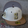 Seattle Mariners New Era Chrome White/Khaki Bill And Gray Bottom With 30th Anniversary Patch On Side 59FIFTY Fitted Hat