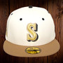 Seattle Mariners New Era Chrome White/Khaki Bill And Gray Bottom With 30th Anniversary Patch On Side 59FIFTY Fitted Hat