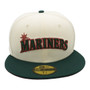 Seattle Mariners New Era No Side Patch Script Chrome White/Dark Green Bill With Scarlet Bottom 59FIFTY Fitted Hat