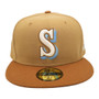 Seattle Mariners New Era Panama Tan/Toasted Peanut Brim With Sky Blue Bottom 59FIFTY Fitted Hat