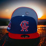 California Angels New Era Oceanside Blue /Scarlet Red Bill And Gray Bottom With 25th Anniversary Patch On Side 59FIFTY Fitted Hat