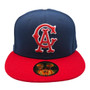 California Angels New Era Oceanside Blue /Scarlet Red Bill And Gray Bottom With 25th Anniversary Patch On Side 59FIFTY Fitted Hat
