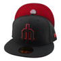 Seattle Mariners New Era All Black With Red Outline Around Trident 59FIFTY Fitted Hat