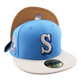 Seattle Mariners New Era Air Force Blue/Stone Bill And Wheat Bottom With 30TH Anniversary Patch On Side 59FIFTY Fitted Hat