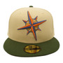 Seattle Mariners New Era Tilted Compass No Patch Vega Gold/Rifle Green With Pink Bottom 59FIFTY Fitted Hat